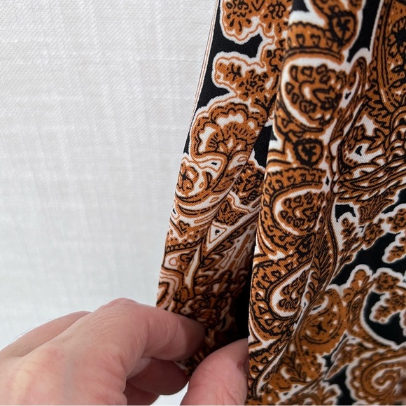 Nicole Miller Shift Swing Sleeveless Paisley Brown Flowy Dress Size M - Picture 6 of 10